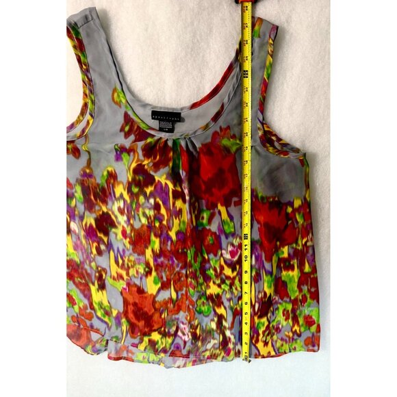 Sheer Gray Womens L Flowy Tank Blouse Vibrant Artful Apostrophe 70's Y2K - Picture 5 of 7
